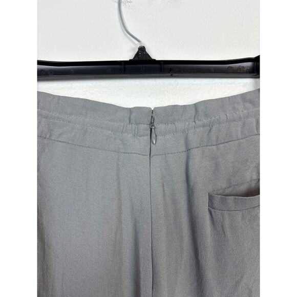 Eileen Fisher Grey Silk Draw String Straight Leg Comfortable Pants Large - Picture 6 of 9